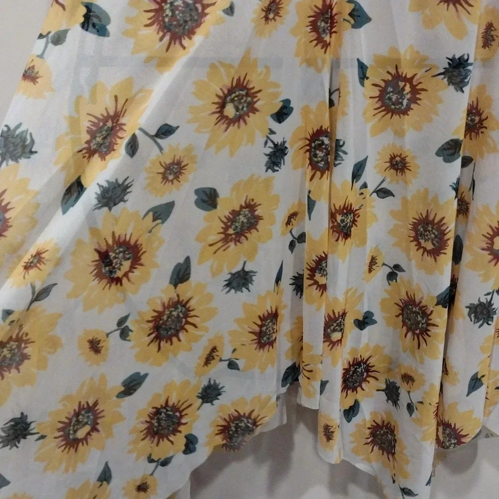 NWT Holipick Women's Sunflower Print Mesh Halter Style Swim Top M-Beach Resort